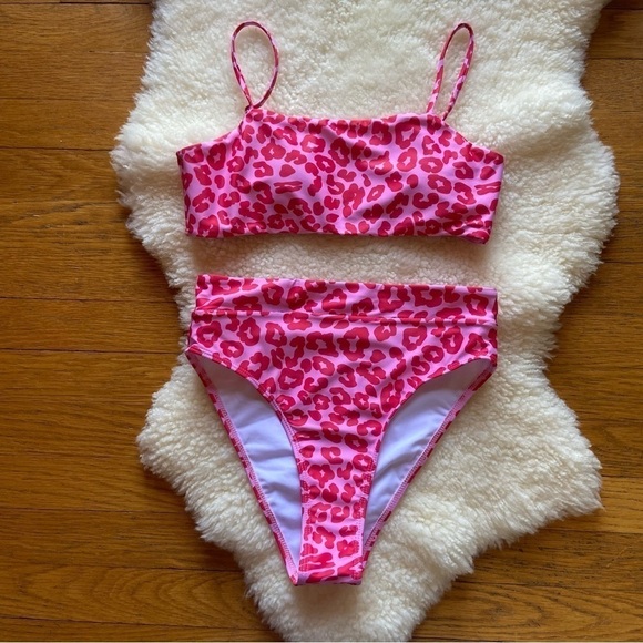 Red and Pink Leopard High Waisted Bikini NWOT - Picture 5 of 8